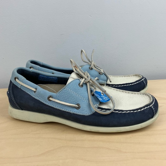 Rockport Other - Rockport Men’s Size 8.0 M Classic 2 Eye Leather Boat Shoes Blue Navy White